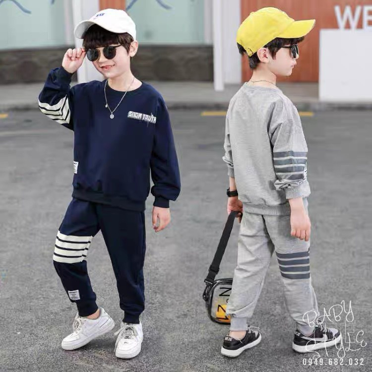 Bộ quần áo thu đông bé trai &quot;SNOW TRUTH&quot; 14-45kg, Bộ quần áo ấm áp cho bé trai 4-15 tuổi. B33