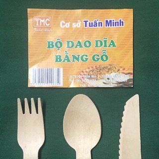 Bộ dao thìa dĩa gỗ dùng 1 lần - chất lượng cao, an toàn. Mang đi chơi, du lịch, phục vụ cho quán ăn, quán cà phê