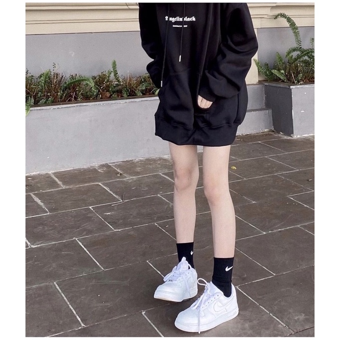Áo hoodie cotton Black 2 mặt aht559