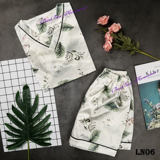 Đồ mặc nhà lụa ngắn - BunBun Homewear - Set LN06
