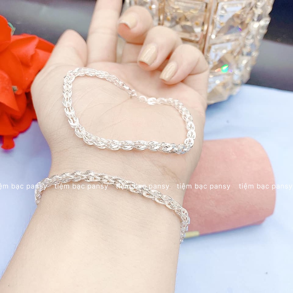 Lắc tay bạc nữ PANSY hoạ tiết đuôi phụng sang chảnh, vòng tay nữ chuẩn bạc ta cao cấp
