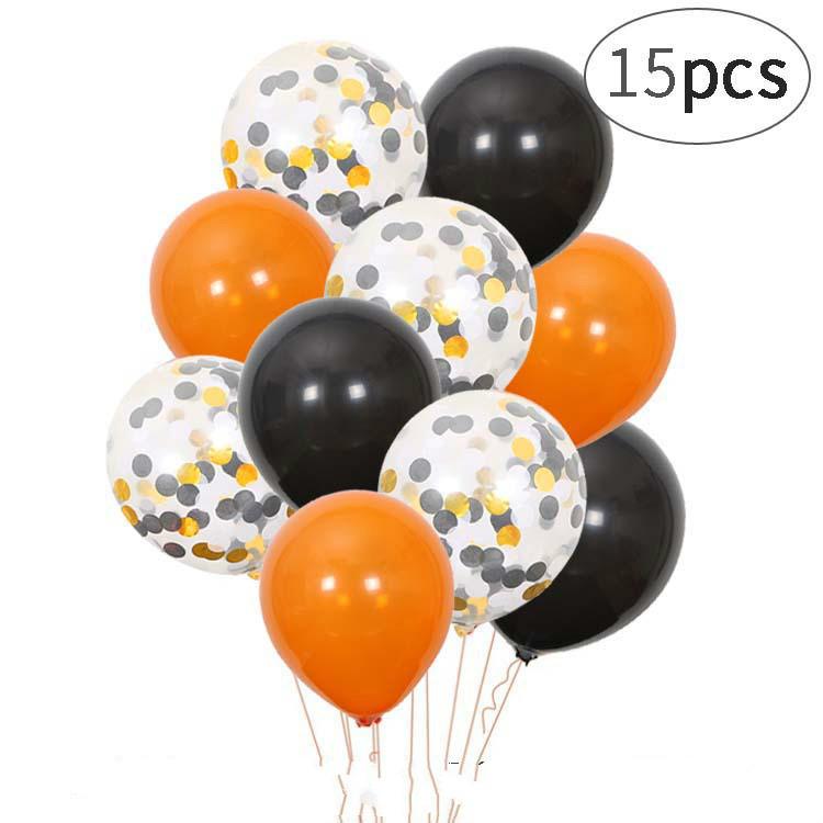 Set 10/ 14 bong bóng màu cam/ đen trang trí halloween