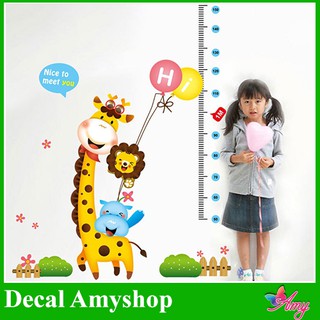 Decal dán tường Thước đo chiều cao [GIÁ SĨ] huơu vui vẻ