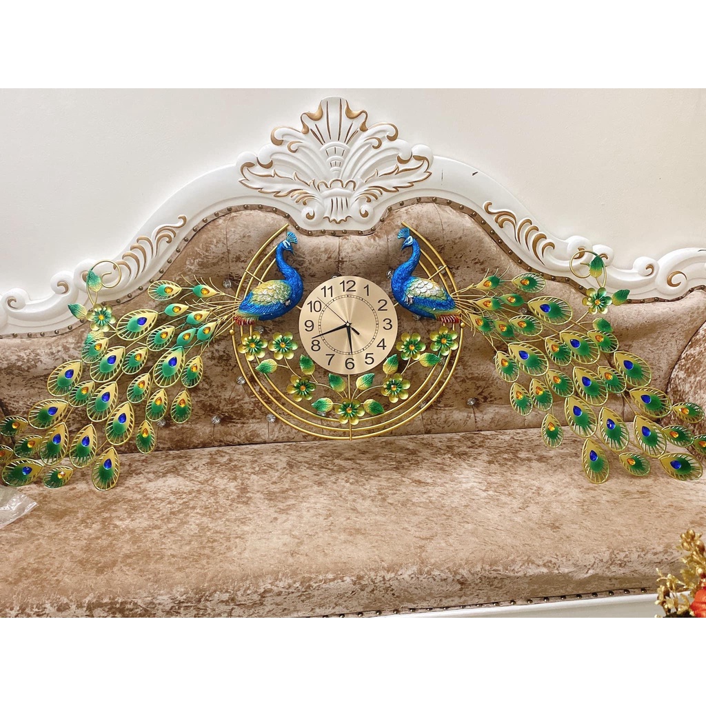 Đồng Hồ Treo Tường Con Chim Công Tài Lộc Chính Hãng D1 Home Kim Trôi Trang Trí Tường Decor- 88
