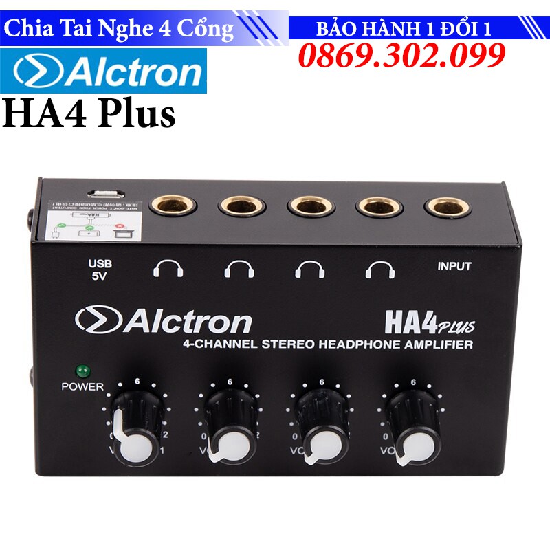 Bộ Chia Tai Nghe 1 cổng ra 4 Cổng Alctron HA4 Plus - Hàng Nhập Khẩu