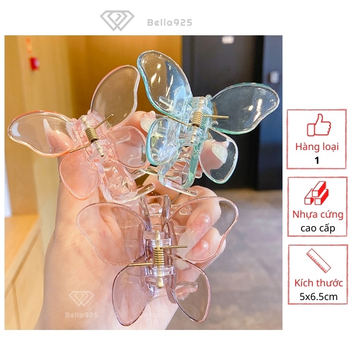 Kẹp càng cua Bella 925 cạp tóc hình bướm phong cách Hàn Quốc