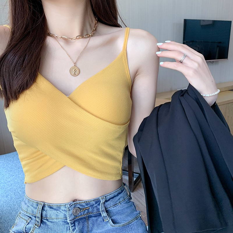 [Kèm Video SP] Áo Hai Dây Nữ Cao Cấp Thun Tăm Vạt Chéo Trơn Màu Dáng Basic Phong Cách Thời Trang Sugal TOP NU 018V6