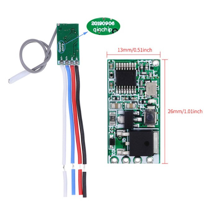 Công tắc điều khiển từ xa RF 433Mhz  3V 5V 12V 24V Mosfet 2A siêu nhỏ. Bộ công tắc Học lệnh 3 chế độ RF Không dây từ Xa