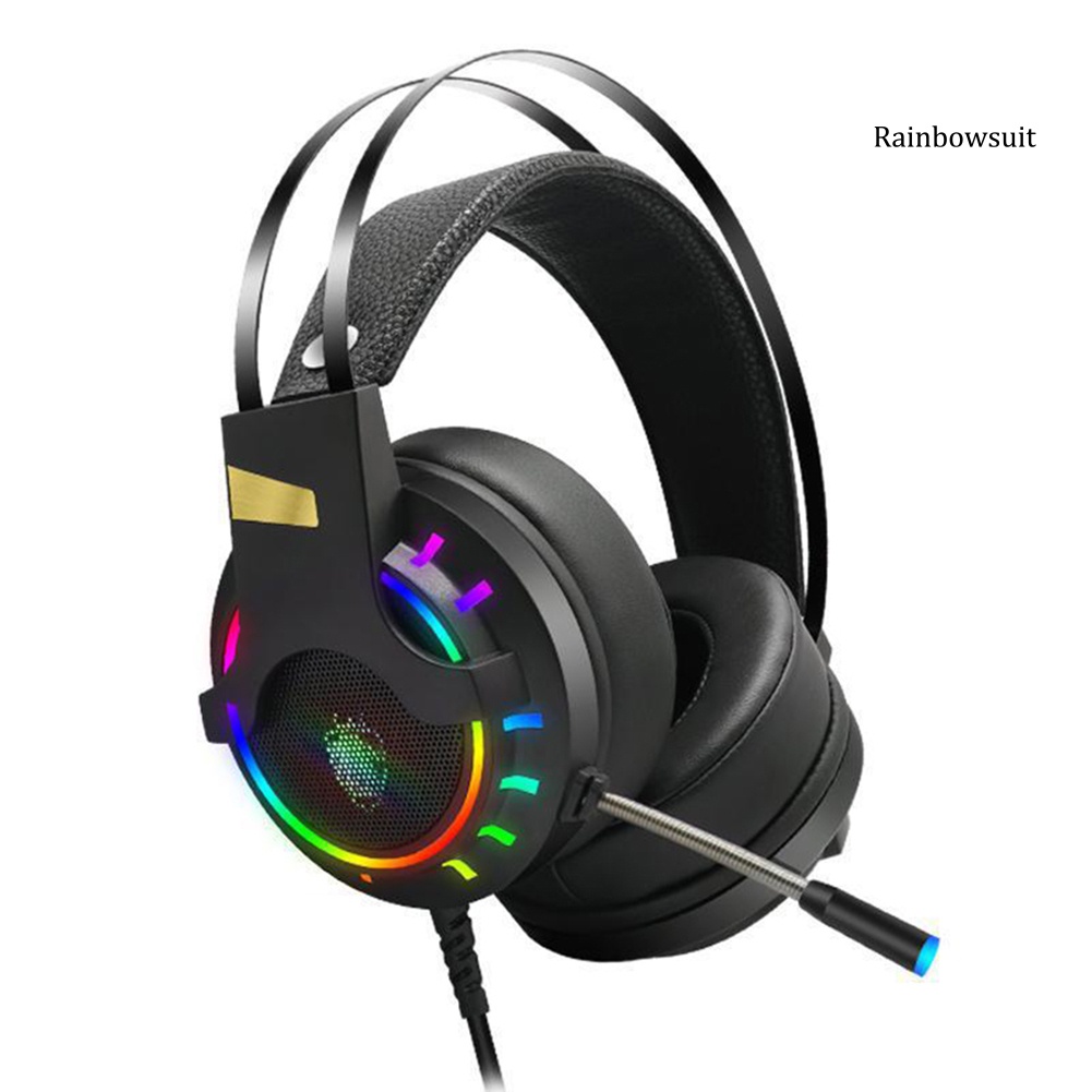 RB- K3 USB Wired PC Gaming Headphone 7.1 Channel Stereo Bass RGB Headset with Mic