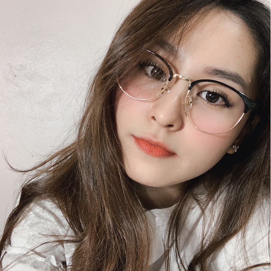 Gọng kính mắt kim loại tròn gọng nhựa dẻo thời trang nhiều màu lilyeyewear 6214