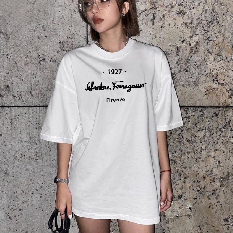 Áo Thun Nữ Cổ Tròn Màu Trắng In Số 1927 Form Basic Thun 35% Cotton DLX