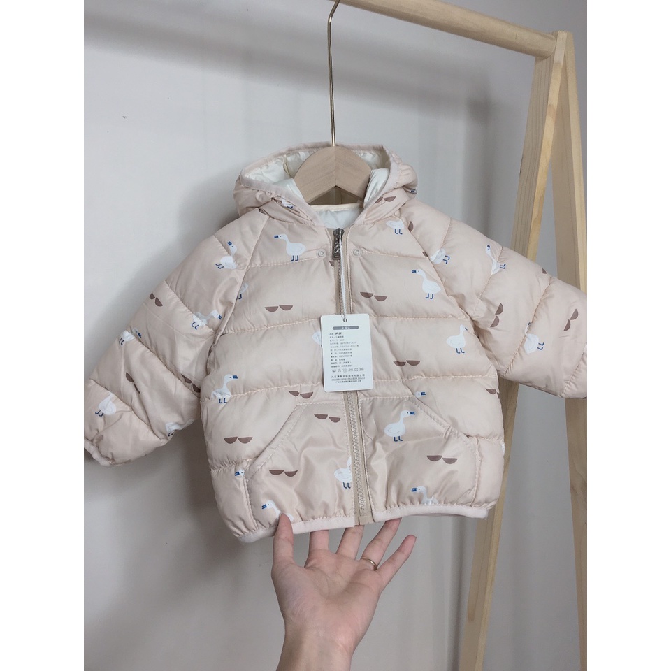 Áo Phao Cho Bé Tai Gấu Chất Siêu Nhẹ Siêu Ấm, Kiểu Dáng Basic Áo Khoác Mùa Đông Cho Bé Trai Bé Gái - CỰC XINH