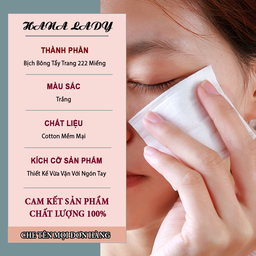 Bông tẩy trang tiện lợi 3 lớp FM Cotton Pads(222 Miếng), túi khăn trang điểm tẩy trang làm sạch da Lameila