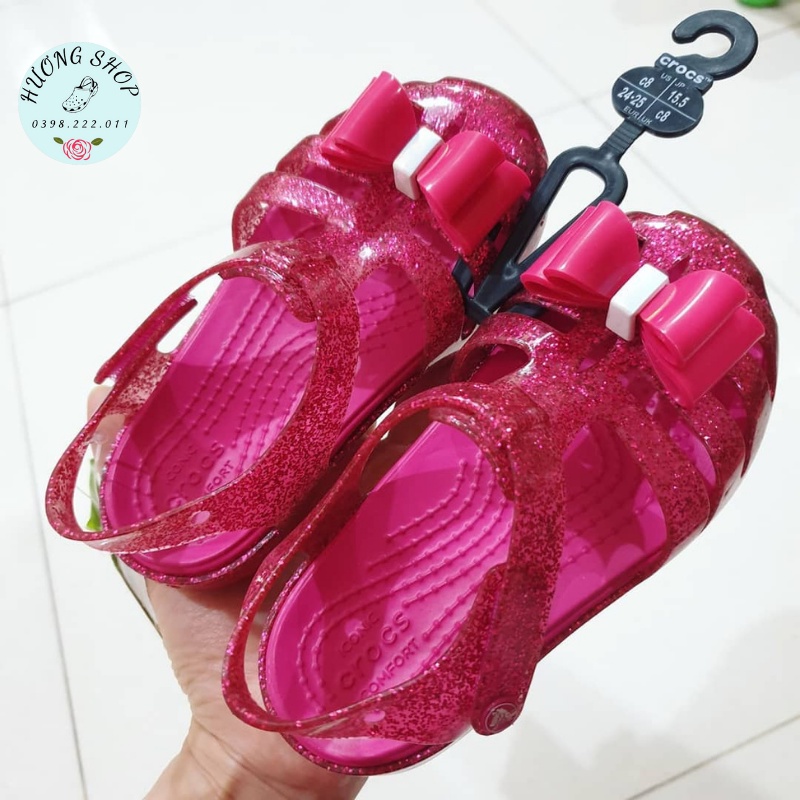 Sandal nhựa Isabella đỏ hồng nơ siêu xinh cho bé gái