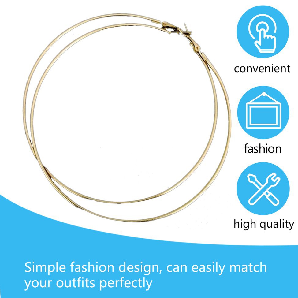 Khuyên Tai Kim Loại Tròn 10cm Thiết Kế Đơn Giản Cho Nữ