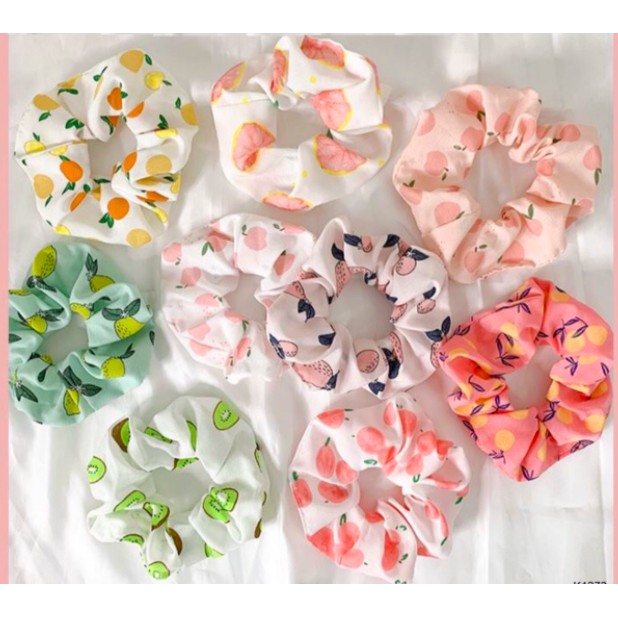 Dây buộc tóc, cột tóc scrunchies hoa quả dễ thương