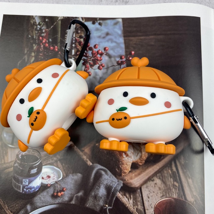 Case Airpods 1/2/3/Pro Lovely Duck - Vỏ ốp tai nghe không dây airpod 1/2/3/Pro hình chú vịt đội mũ dễ thương- Mã TZAP388