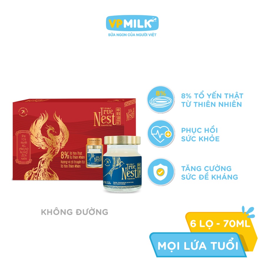 [Quà tết] Tổ yến nguyên chất chưng gừng VPMilk True Nest (gift set 6 lọ x 70 ml)