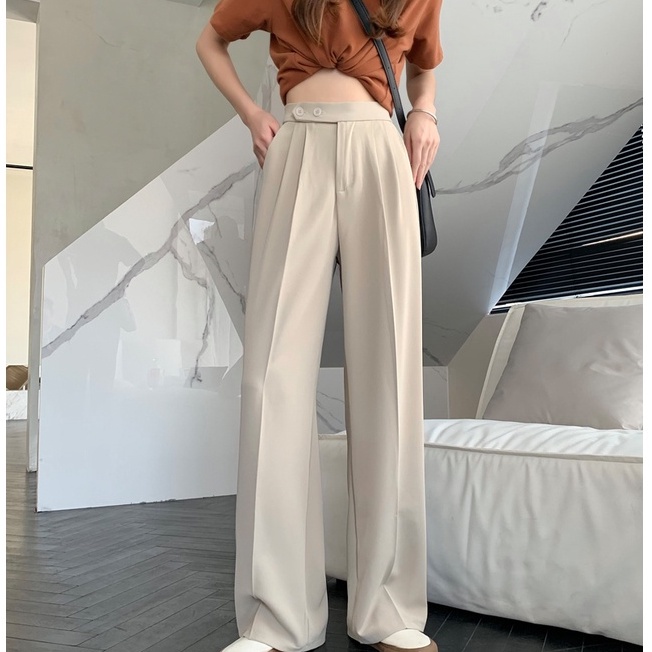 Quần Dài Lưng Cao Ống Suông Rộng Không Biến Dạng 49537