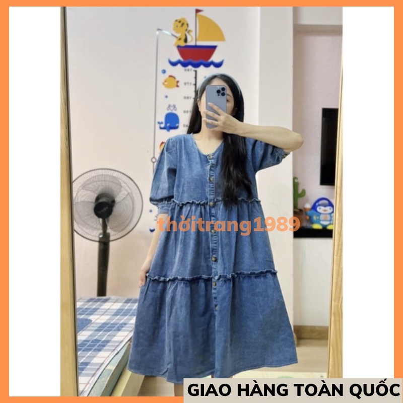 Váy Babydoll Nữ chất Jean 2Tầng Cực Xinh, Đầm Xoè Nữ Tiểu Thư Ngây Thơ Ulzzang Hàn Quốc THỜITRANG1989