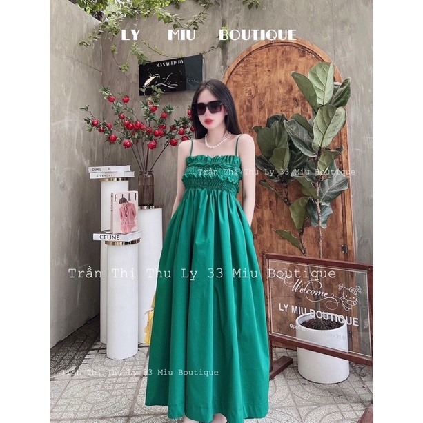 Đầm babydoll 2 dây nhún thun ngực dáng dài siêu đẹp.