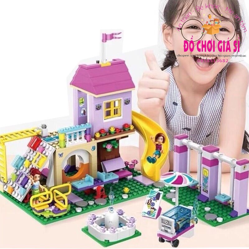Đồ chơi xếp hình lắp ghép lắp ráp lego friends công viên vui chơi xích đu cầu trượt 51200