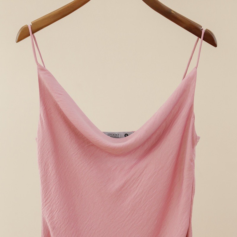 Bộ Pijamas mặc nhà MOMOJAMA chất liệu lụa gân - váy 2 dây - trơn 3 màu - M2784 | BigBuy360 - bigbuy360.vn