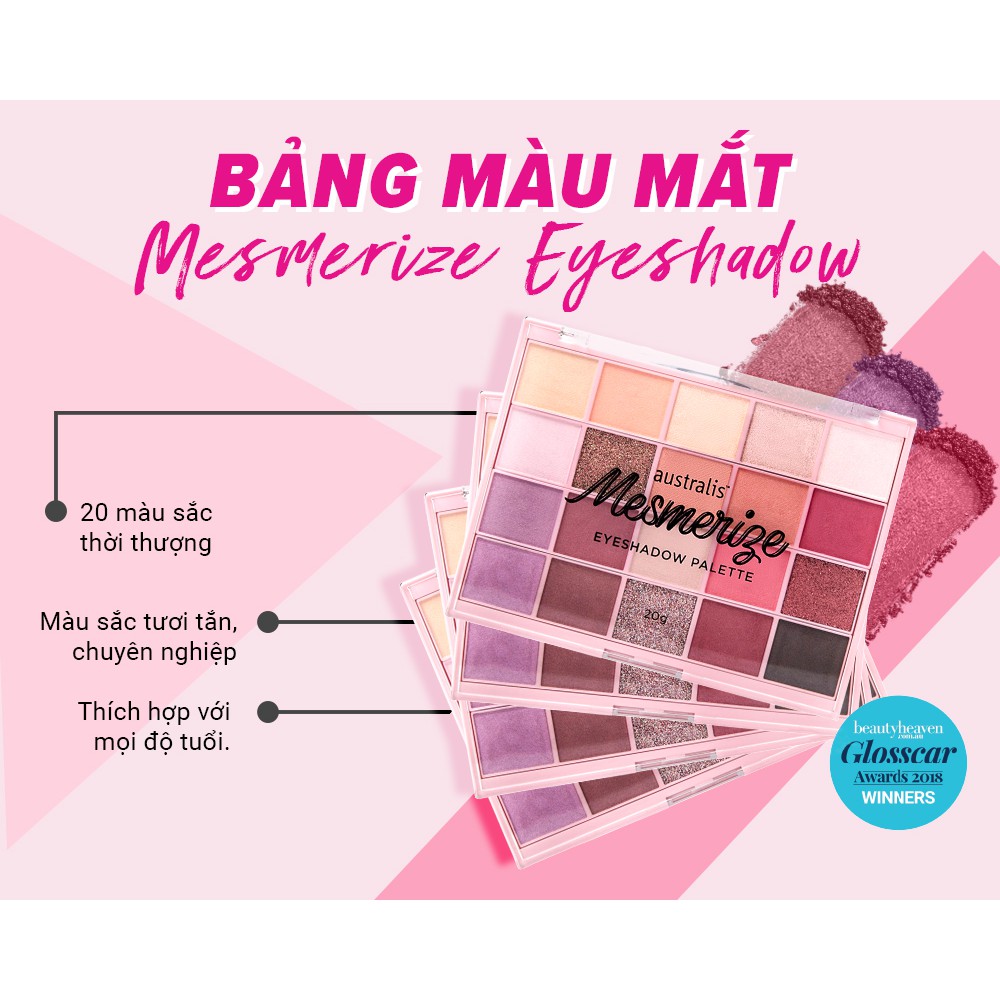 Bảng phấn mắt 20 màu nhũ lì FREESHIP Phấn Mắt Nhũ Lì Mesmerize Eyeshadow Palette- Australis