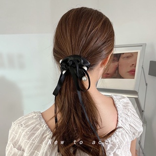 Cột tóc dây buộc tóc lụa đính hạt và nơ tua dài C16