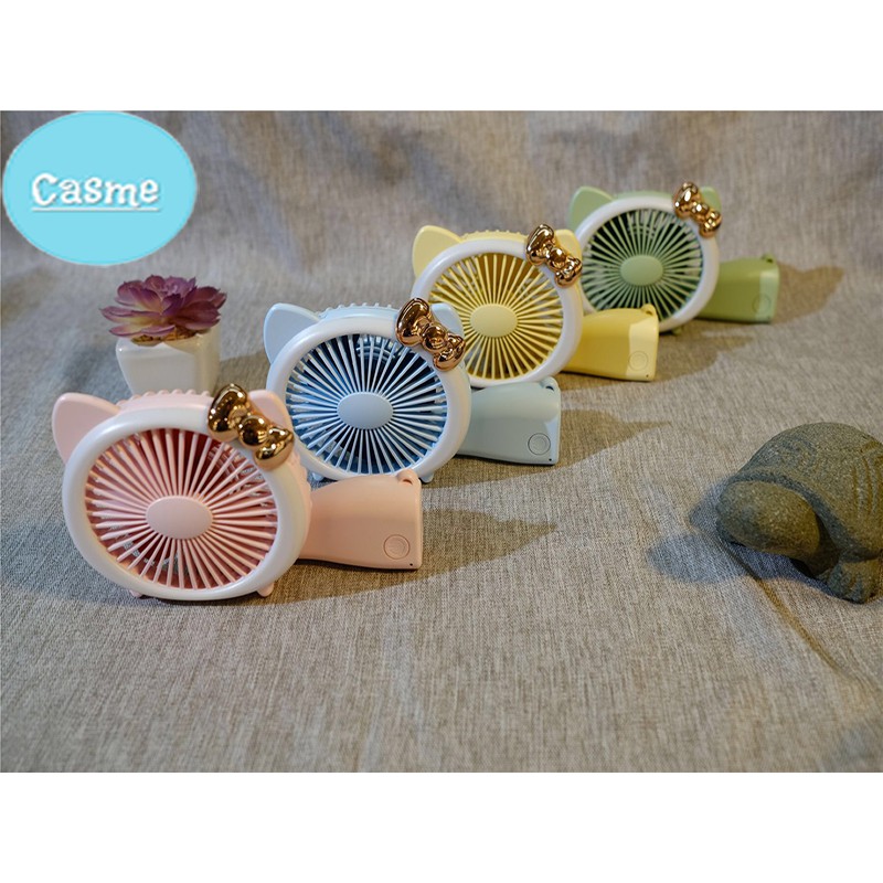Quạt mini cầm tay Casme, có đèn LED, cổng sạc USB, hình con mèo dễ thương - Q003 | BigBuy360 - bigbuy360.vn