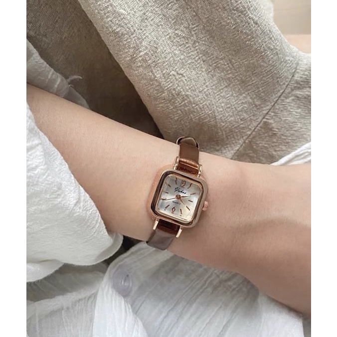 Đồng hồ nữ dây da mảnh mặt kính 3D kiểu dáng thời trang size 20mm nhỏ xinh DH3D LOUSMORE
