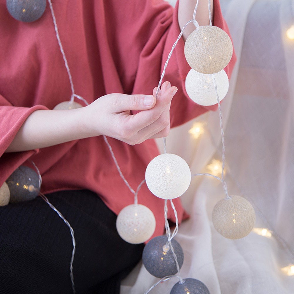 Dây đèn LED 10 bóng cotton dùng trang trí không gian tiệc dài 2m Cho Giáng Sinh