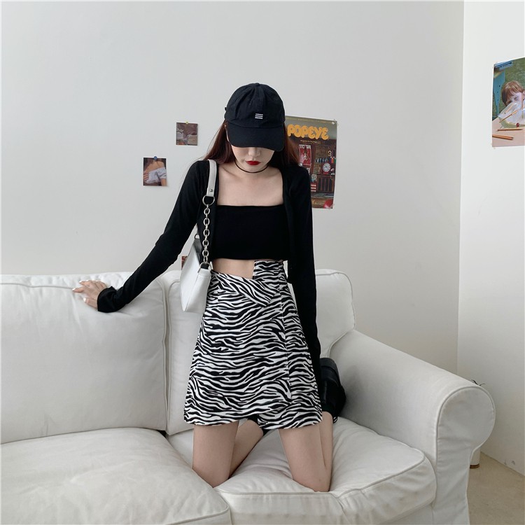 Chân Váy Lưng Cao Họa Tiết Da Báo / Ngựa Vằn Cá Tính | BigBuy360 - bigbuy360.vn