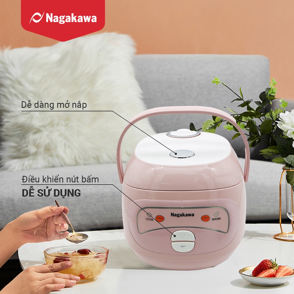 Nồi cơm điện 1L Nagakawa NAG0134(hồng,trắng)