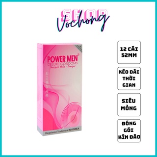 Bao Cao Su Power Men Super Thin - Longer ( Siêu mỏng, kéo dài) Hàn Quốc Hộp 12 Chiếc