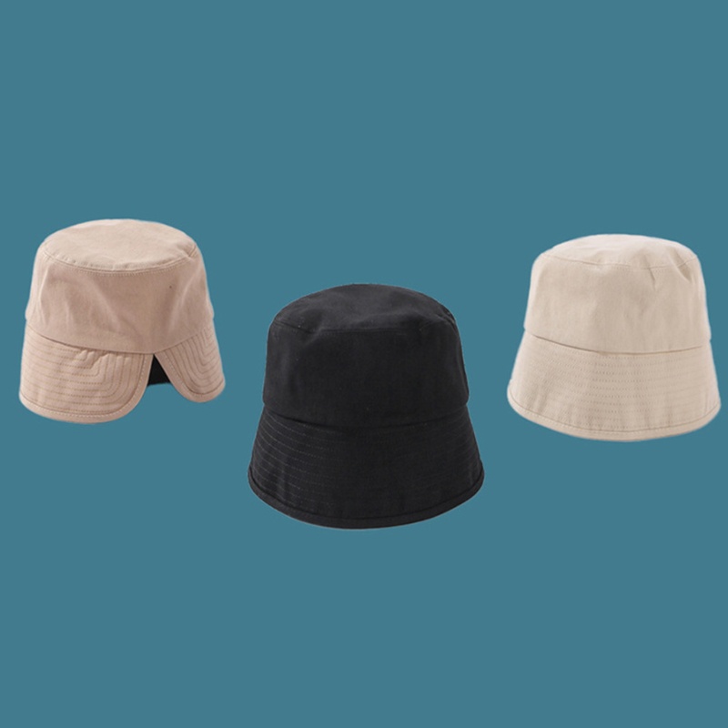 Nón Tai Bèo Vành Rộng Vải Cotton Màu Trơn Xẻ Tà Sau Lưng Thời Trang Cho Nữ