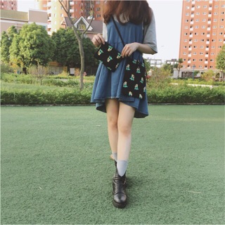 Túi tote vải đeo chéo hình đồ ăn