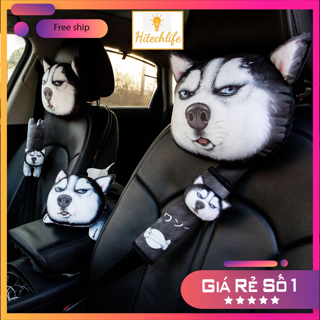 Gối Đệm Đầu Chống Mỏi Vai Gáy Trên Ô Tô Chó Husky Shiba 3D Dễ Thương - Gối Đệm Đầu Cho Xe Hơi Hitechlife Giá Rẻ | BigBuy360 - bigbuy360.vn