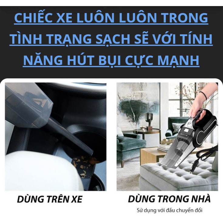 Máy hút bụi 4 trong 1 ô tô màng lọc HEPA 360° Phiên bản đột phá mới - Home and Garden