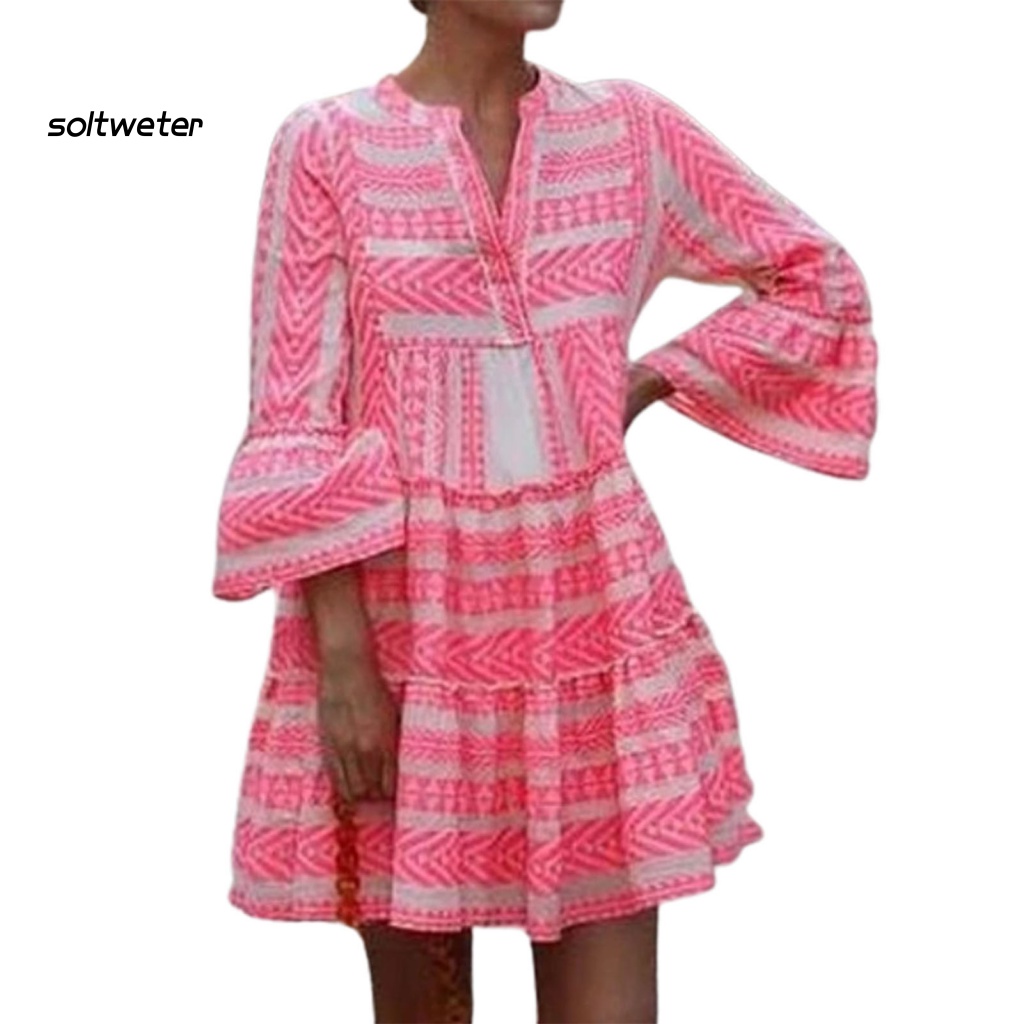 Đầm Chữ A Mini In Họa Tiết Thời Trang Mùa Hè Cho Nữ