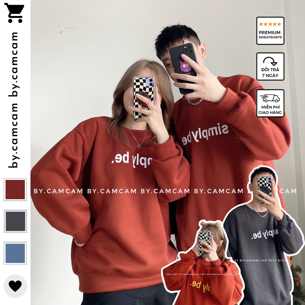 Áo SWEATER SIMPLE.BE, Áo Nỉ Cổ Tròn Dáng Rộng Dày Dặn Hàn Quốc Mặc Tết Nam Nữ 𝘽𝙮.𝘾𝙖𝙢𝙘𝙖𝙢