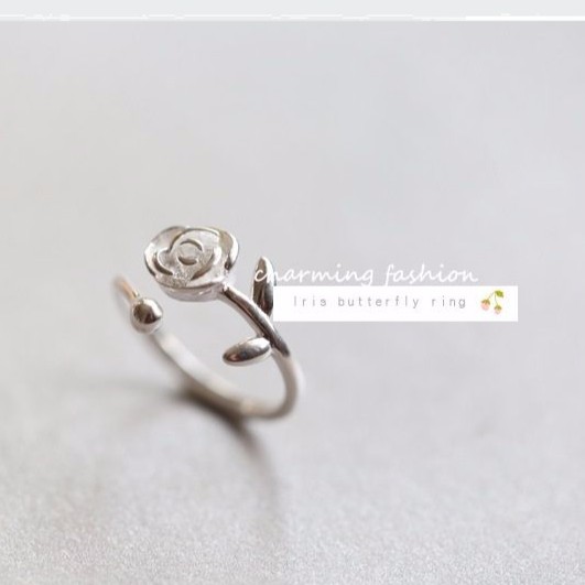 Nhẫn bạc hoa hồng Hàn Quốc [Đơn 50k tặng kẹp tóc Hàn Quốc cực xinh]