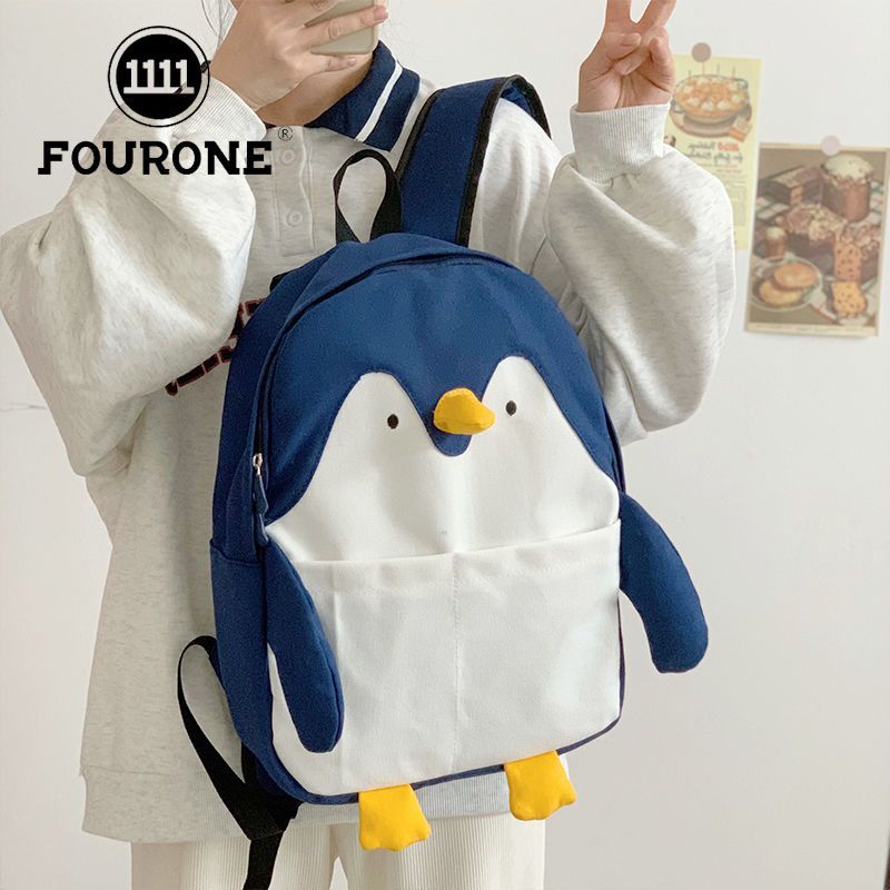 Balo Đi Học Mềm Mại Họa Tiết Chim Cánh Cụt Hoạt Hình Dễ Thương Thời Trang Xu Hướng Mới Cho Bé Gái