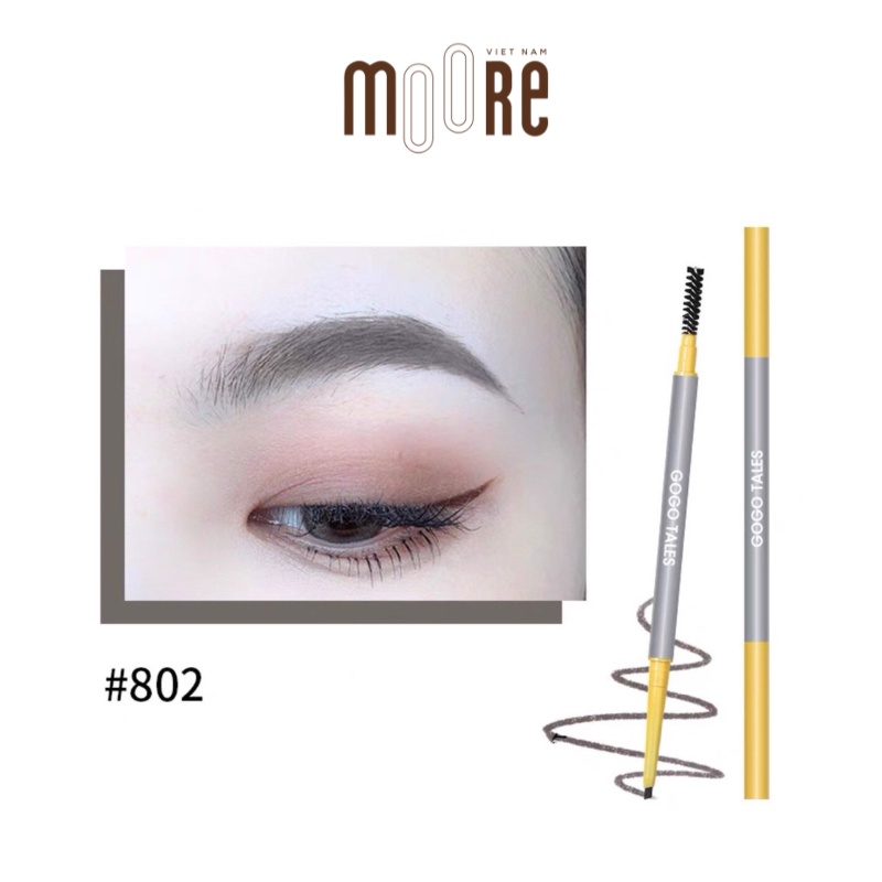 Chì kẻ mày ngang 2 đầu GOGO TALES Cloud mist brownpencil