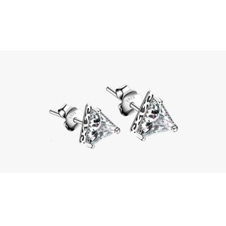 Bông tai nam tam giác đính đá pha lê zircon trắng cao cấp