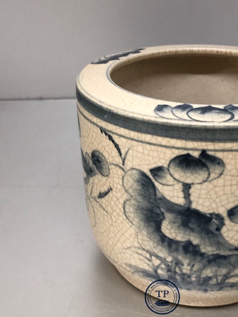 Bát nhang vẽ sen men rạn