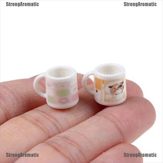 Stro Set 2 Cốc Uống Trà / Cà Phê Tỉ Lệ 1 / 12 Trang Trí Nhà Búp Bê