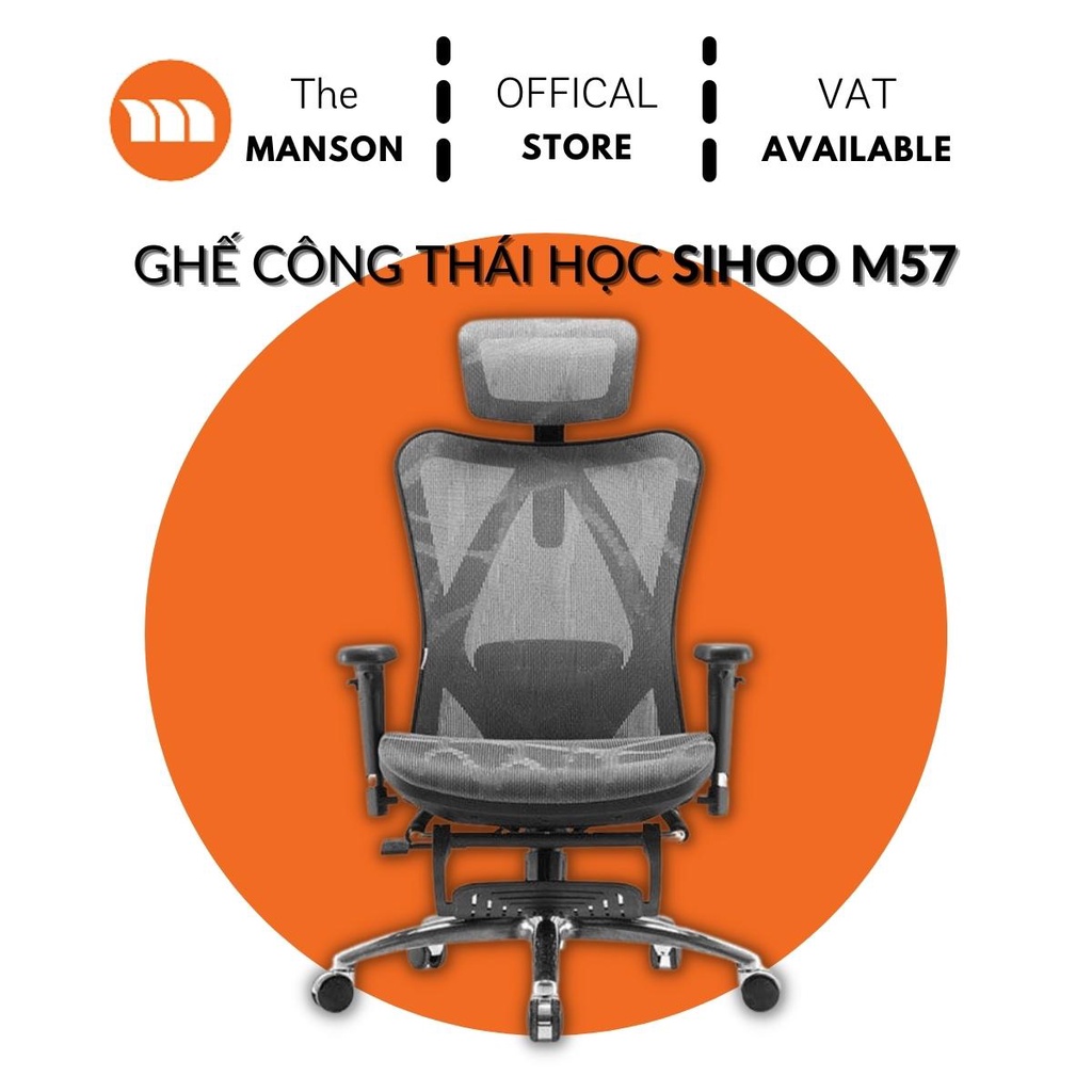 Ghế Văn Phòng Gaming Công Thái Học Ergonomic Sihoo M57 Có Tựa Đàu Giảm Đau Lưng Đau Vai Gáy