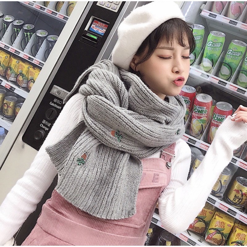 Khăn quàng len thêu họa tiết xương rồng bản to mùa đông