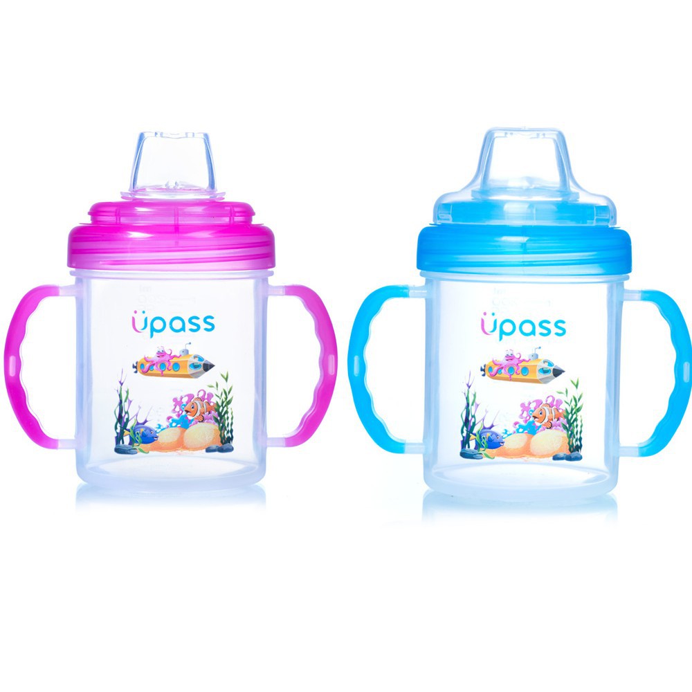 Cốc tập uống Upass 200ml hai tay cầm đầu mềm cho bé trên 6 tháng tuổi UP0737Y